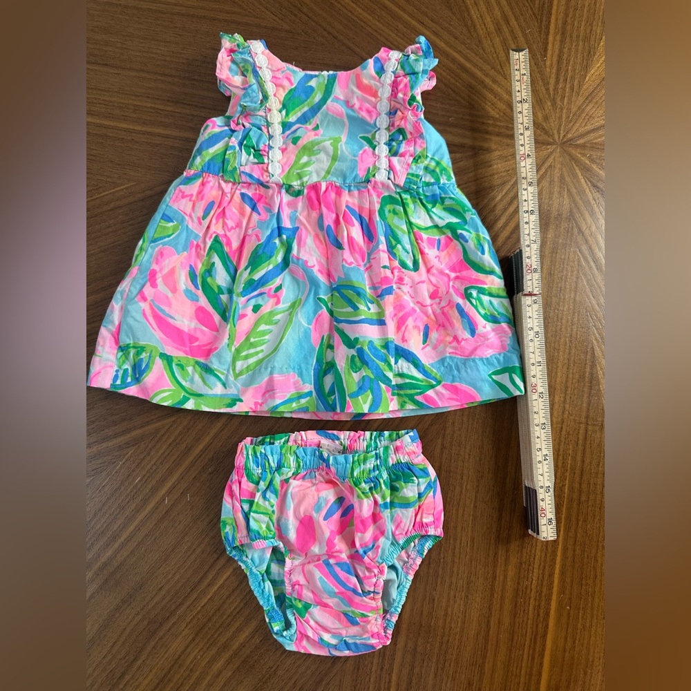 Lilly Pulitzer Pink and Green Floral Diaper Cover Set